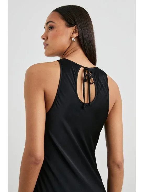 RAILS SOLENE DRESS black midi MEDIUM satin party sleeveless cutout slinky - Picture 2 of 14